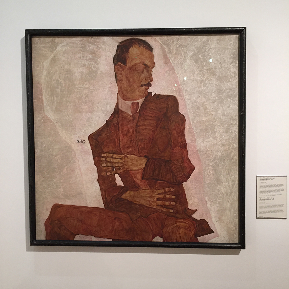 The painting “Portrait of Arthur Roessler” by Egon Schiele